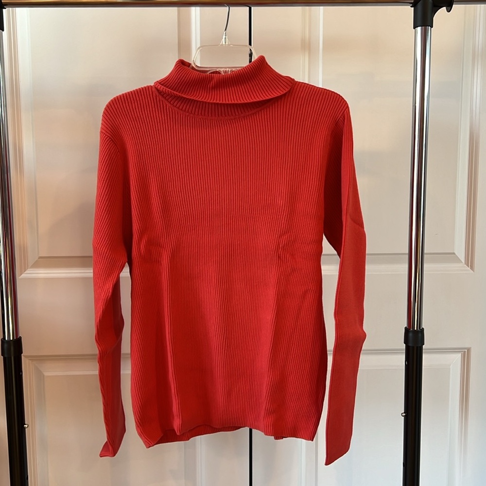 Appleseed's Women's Peppercorn Orange Ribbed Sweater Turtleneck NWT